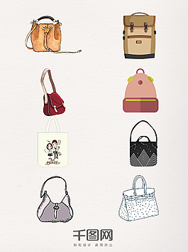 一组帆布包手绘图片