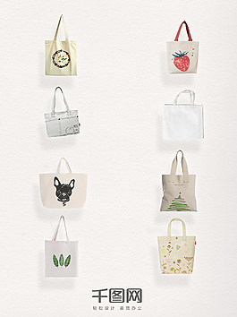 一组简洁的女性帆布包实物图