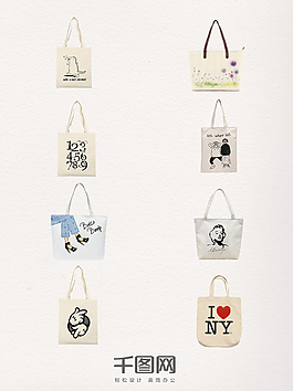 一组简洁的女性帆布包实物图