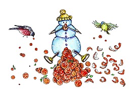 手绘卡通雪人psd源文件