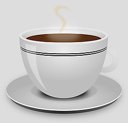 手绘白色咖啡杯免抠psd透明素材