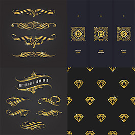 金色欧式花纹矢量素材