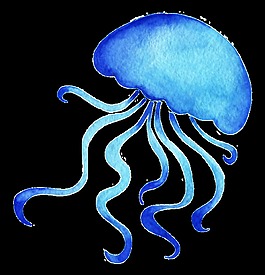 手绘卡通水母png透明素材