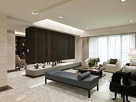 现代时尚客厅深灰色沙发室内装修JPEG图