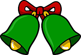 卡通绿色圣诞节装饰铃铛PNG元素