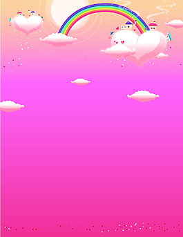 矢量温馨手绘卡通天空彩虹背景素材