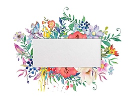 手绘彩色花底纹背景图psd源文件