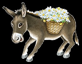 驴与鲜花卡通透明素材