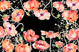 百花齐放卡通水彩透明素材