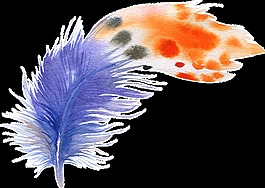 精致羽毛卡通水彩透明素材