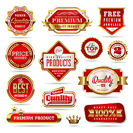 12款金边红色优质促销标签矢量图_