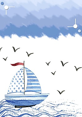 线条大海帆船背景