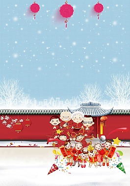 喜庆春节雪花背景