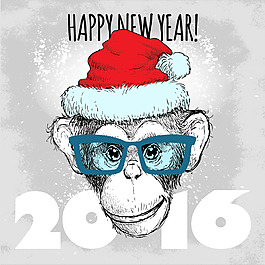 可爱的圣诞猴子插画