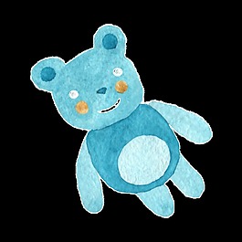 蓝色小熊卡通透明素材