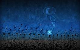 深蓝灯泡手绘主图背景TIF源文件