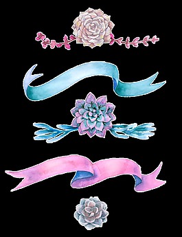 彩色横幅卡通透明素材