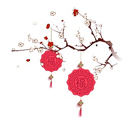 红色灯笼梅花元素