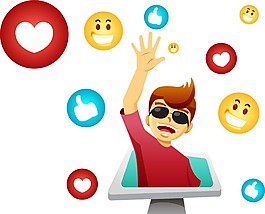 卡通人物彩色圈圈元素