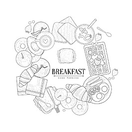 手绘卡通时尚早餐插画