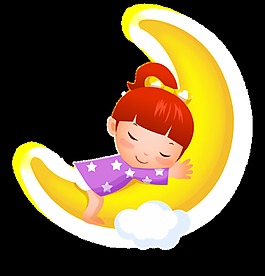 睡觉小女孩卡通透明素材