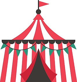 卡通红色蒙古包png元素