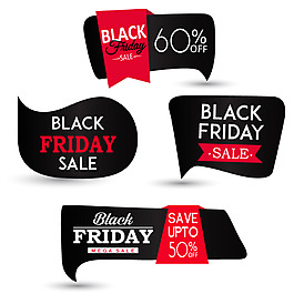 4款圣诞主题红黑色促销标签元素