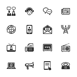 16款通信图标集合黑icon素材