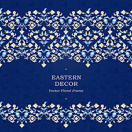 手绘蓝色花纹矢量背景素材