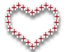 手绘心形礼盒元素