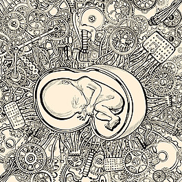 时尚创意工业婴儿插画