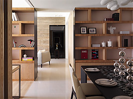 现代新中式过道效果图