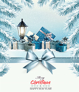 蓝色圣诞节日礼物素材