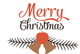 卡通圣诞节松枝铃铛装饰PNG元素