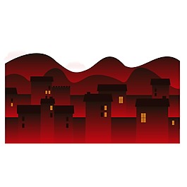 手绘红色房屋元素