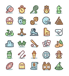 体育和游戏的彩色图标