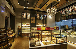 大气奢华甜品店木质吊顶装修效果图