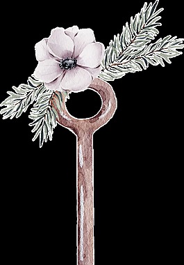 白花钥匙透明装饰素材