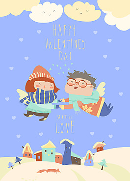 卡通人物手牵手素材