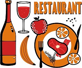 红酒美食矢量素材