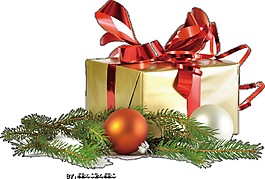 圣诞松枝礼物PNG元素
