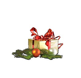 简约圣诞松枝礼物装饰元素