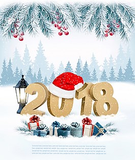 节日背景和新年礼物ai矢量