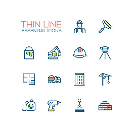 建筑相关的线性图标集