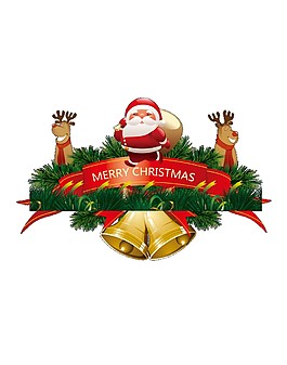 卡通圣诞松枝铃铛装饰元素