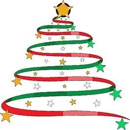 彩色抽象星星飘带圣诞树元素