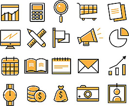 办公用品的线性图标