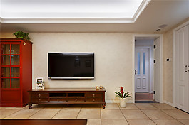 现代客厅木制电视柜室内装修效果图