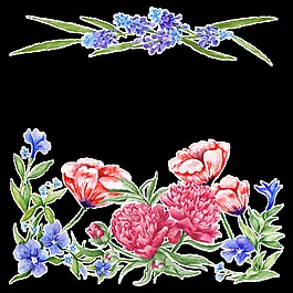 百花齐放透明装饰素材