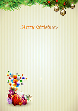 圣诞条纹底礼物海报背景